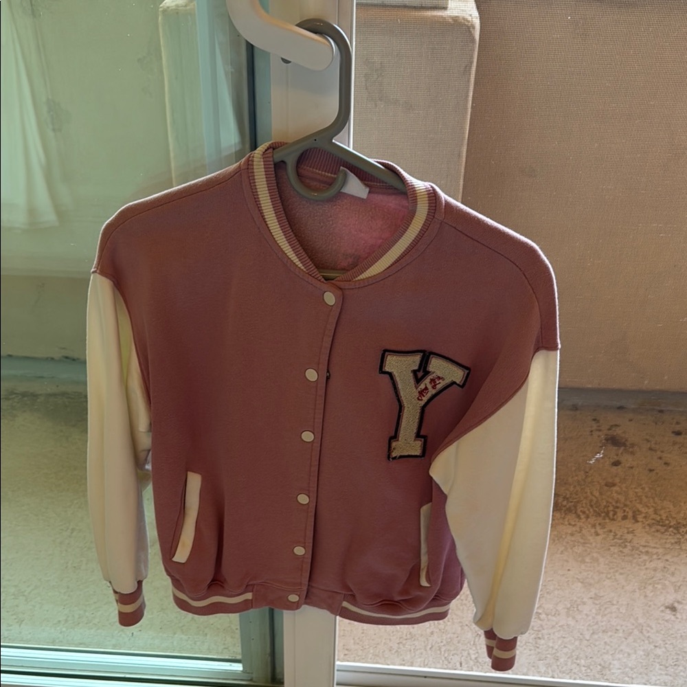 Zara Kids Pink and Cream Varsity Jacket